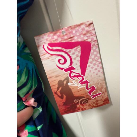 NWT Kanu Surf Girls' Daisy Beach Sport 1-Piece Swimsuit, Leonie Floral Navy, 14 - Picture 3 of 7